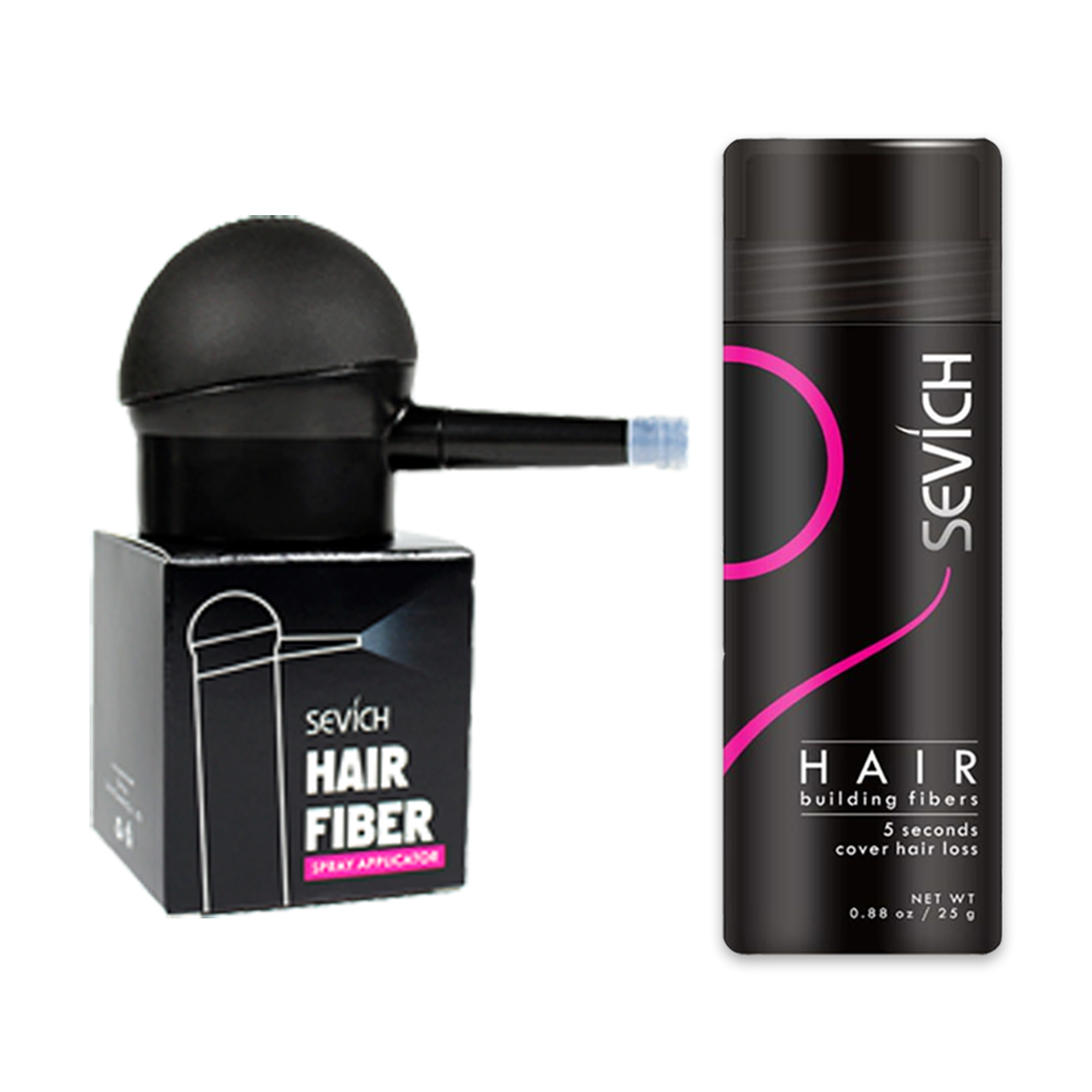 Sevich black hair building fibres & sevich spray applicator